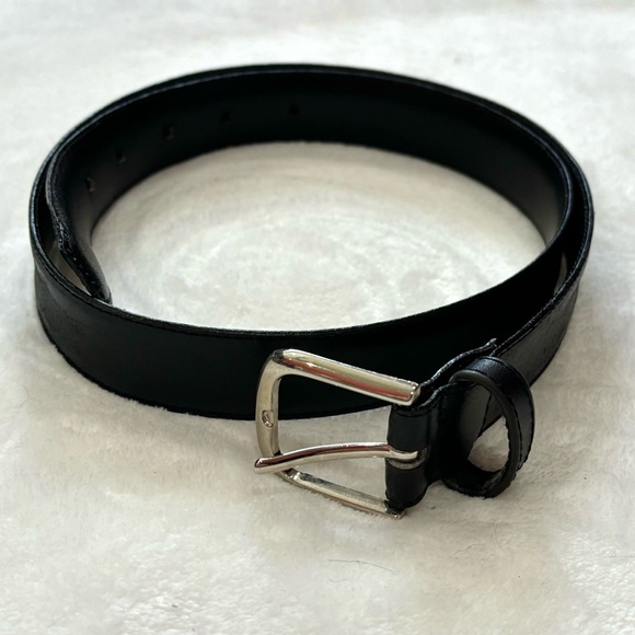 Women’s Genuine Leather Belt - black & silver, size 32 - Picture 1 of 5